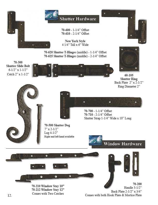 Bronze shutter hardware