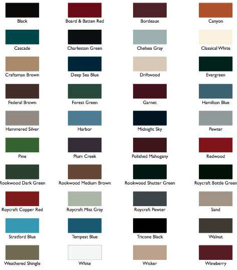 Mid America Shutters Color Chart