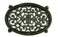 Small Oval Filigree Trivet, Green Majolica