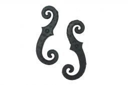 Faux Cast Iron Scroll Stippled Holdback, Black Weather-Wright Finish (pair)