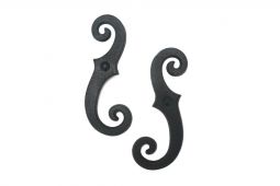 Cast Iron Faux Scroll Holdback w/screws, Black Powder Coat (pair)