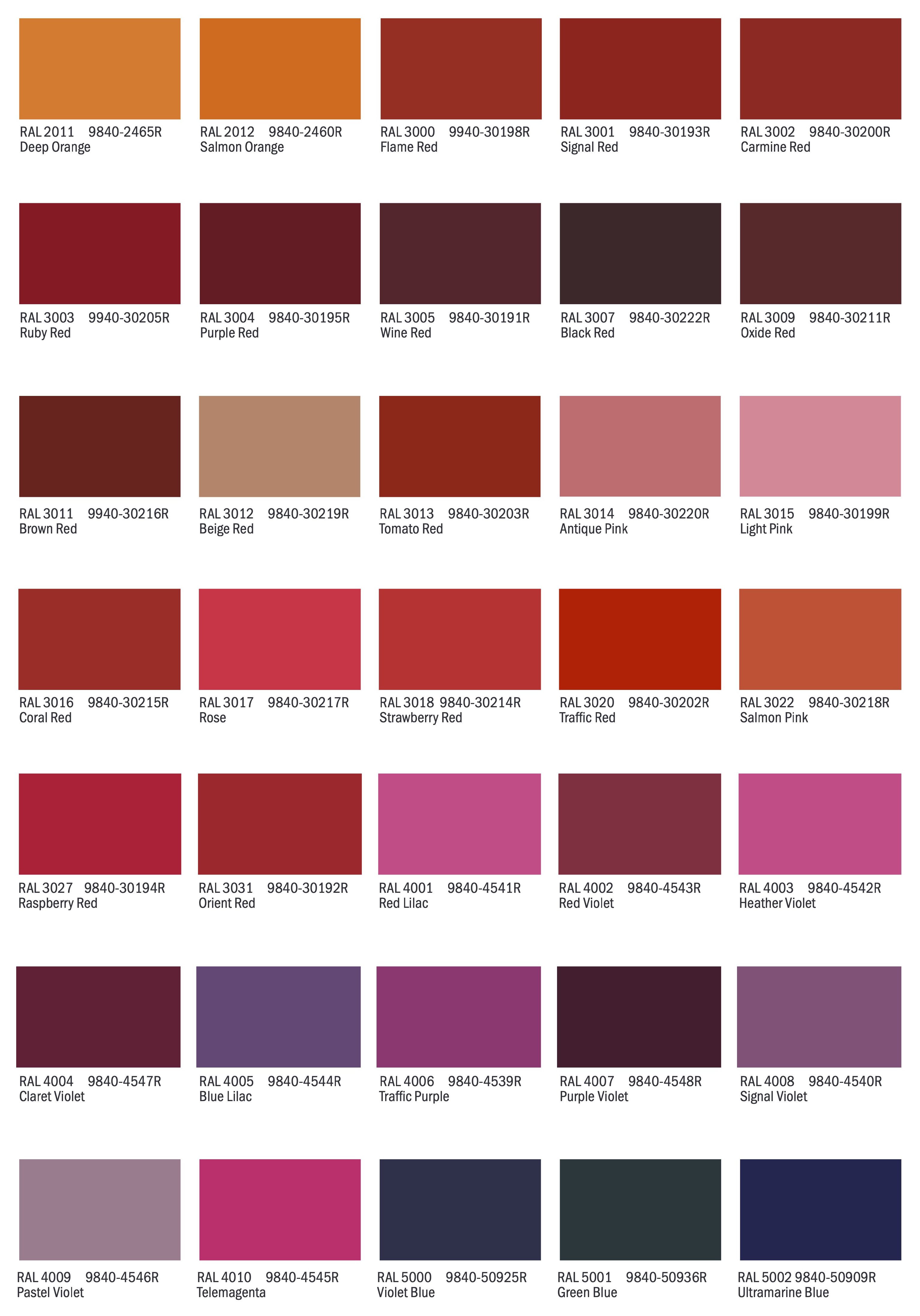 PlacerCraft Aluminum Shutter Premium Color Chart 2