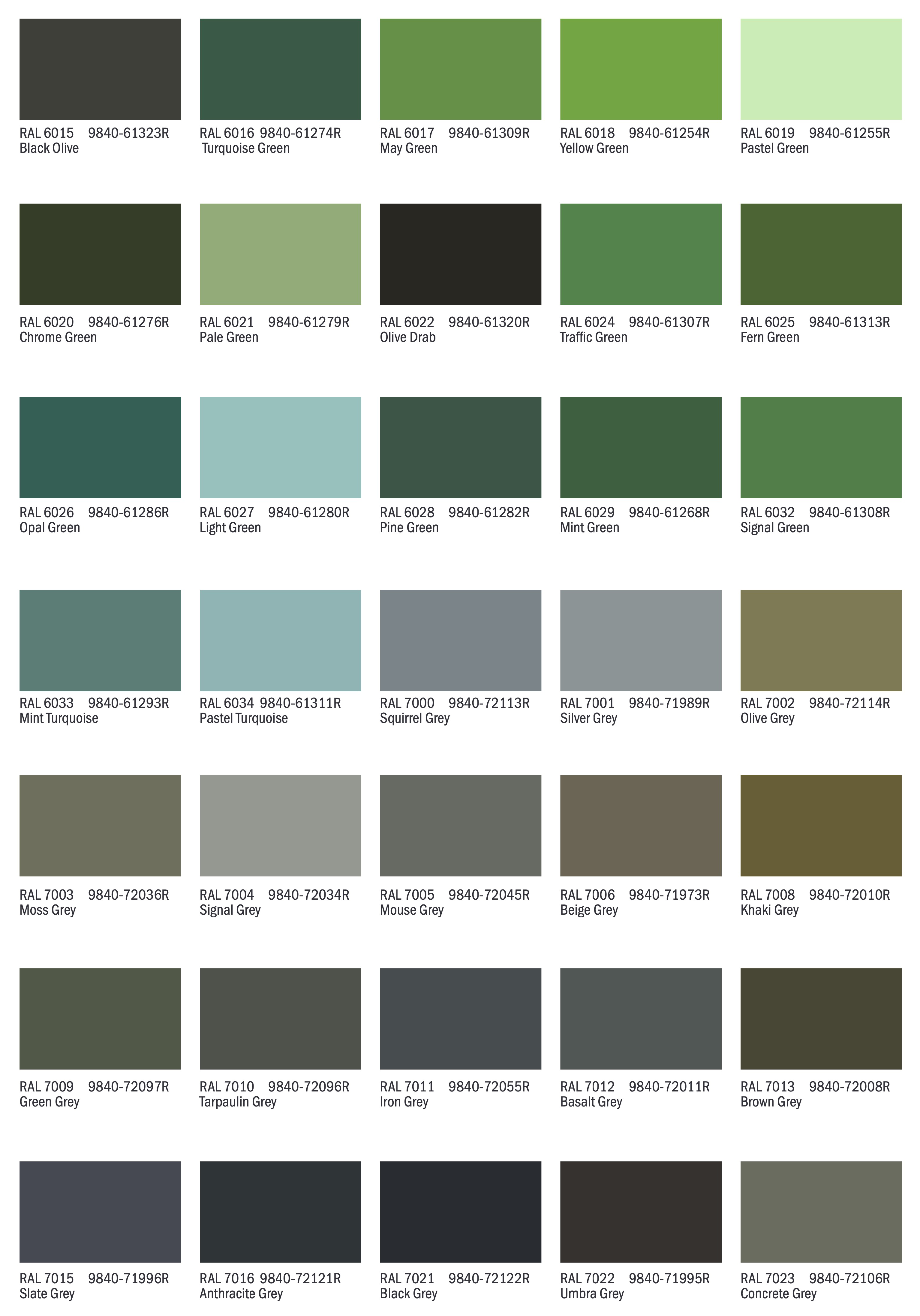 PlacerCraft Aluminum Shutter Premium Color Chart 4