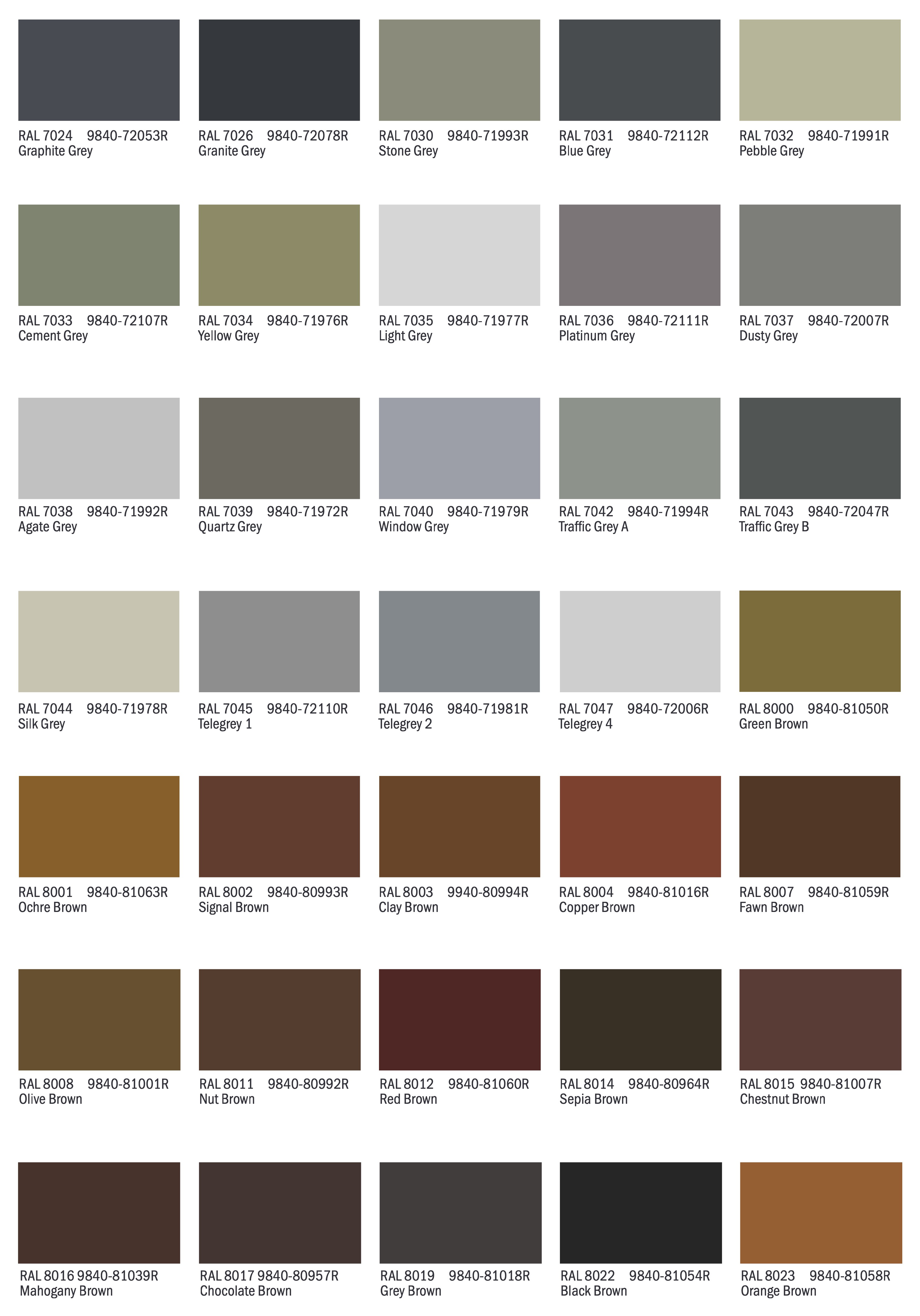 PlacerCraft Aluminum Shutter Premium Color Chart 5