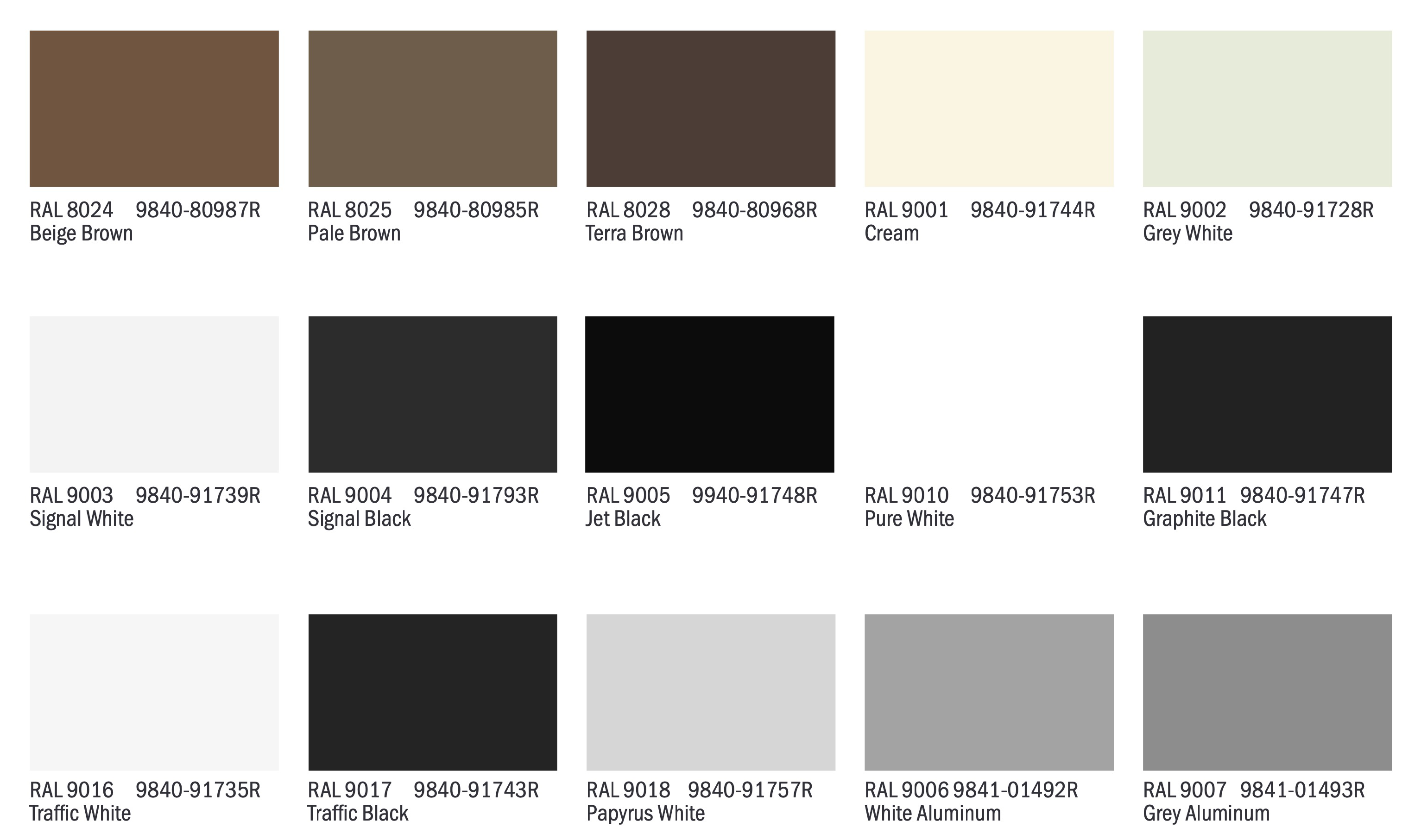 PlacerCraft Aluminum Shutter Premium Color Chart 6