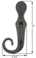 8" Flat Rat-Tail Shutter Stay, Cast Aluminum w/Stainless Steel Lag (pair L/R)