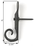 8" Protruding Rat-Tail Shutter Stay, Cast Aluminum w/Stainless Steel Lag (pair L/R)