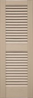 Custom Straight Top, Open Louver, Center Mullion Vinyl Shutters (2 pack)