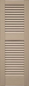 Custom Straight Top, Open Louver, Offset Mullion Vinyl Shutters (2 pack)